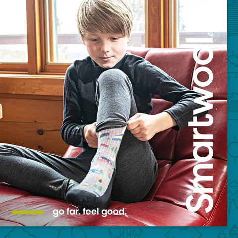 Smartwool Kid's Classic Thermal Merino Base Layer Crew for Boys and Girls
